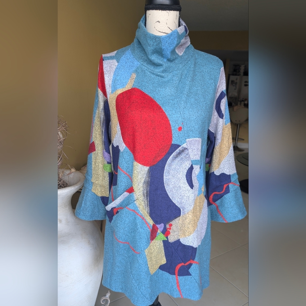 DAMEE Abstract Artsy Women's Sweater Tunic Size Small Oversized